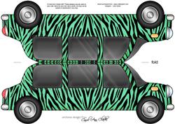 Large Dl Zebra Stripe Stretch Limo Shaped Card