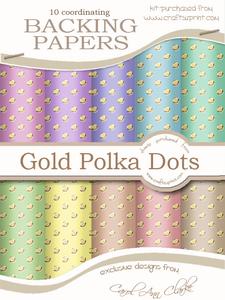 Gold Metallic Dots Backing Papers Kit