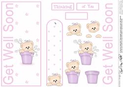 Get Well Teddy Quick Card with Decoupage