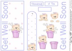 Get Well Teddy Quick Card with Decoupage