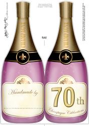 Large Dl 70th Champagne Bottle Shaped Card