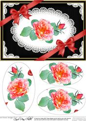 A5 Rose and Lace Oval Pyramage Topper