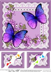 8 x 8 Butterflies Flowers N Lace Scalloped Corner Topper