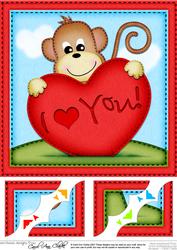 8 x 8 Chunky Monkey Love Scalloped Corner Topper