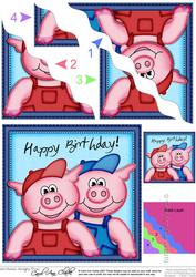 Ziggy N Syd Piggies Birthday Wavy Corner Side Stacker Topper