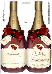 Large Dl Husband Anniversary Champagne Bottle Shaped Card
