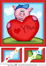 8 x 8 Ziggy Piggy's Heart Love Scalloped Corner Topper