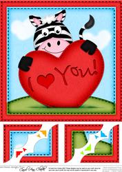 8 x 8 Debra Zebra's Heart Love Scalloped Corner Topper