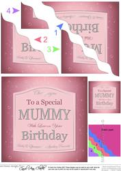 Birthday Mummy Pink Champers Label Wavy Corner