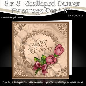 8 x 8 Roses and Metallic Lace Kit with Scalloped Corners