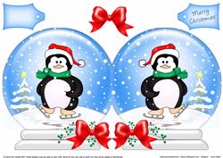 Xmas Skating Penguin Snow Globe