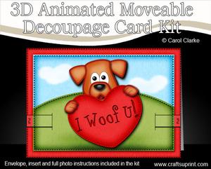 3D Rusty the Dogs Heart Animated Moveable Decoupage Card Kit