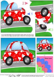 Funky Love Bug Car Shell Edged Corner Side Stacker