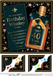 8 x 8 40th Birthday Whisky Scalloped Corner Topper