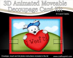 3D Jock Westie's Heart Animated Moveable Decoupage Card Kit