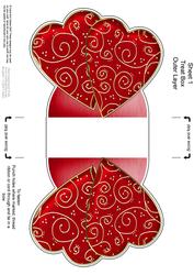 Elegant Hearts Shaped Treat or Favour Box Sheet 1