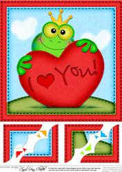 8 x 8 Freddy Frog's Heart Love Scalloped Corner Topper