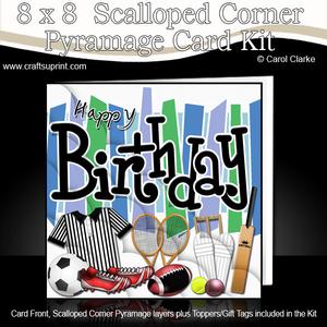 8 x 8 Birthday Sports and Games Scalloped Corner Kit
