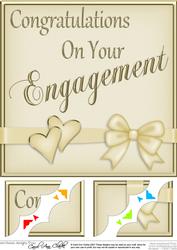 8 x 8 Hearts and Bow Engagement Scalloped Corner Topper