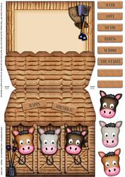 The Little Horse and Stable Shaped Card with Decoupage