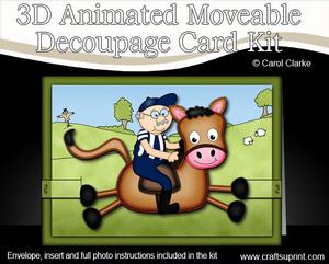 3D Bert's Horse Animated Moveable Decoupage Card Kit