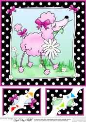 8 x 8 Cute Poodle Scalloped Corner Topper