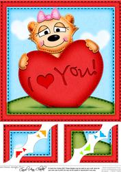 8 x 8 Mia Meerkat's Heart Love Scalloped Corner Topper