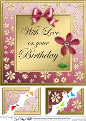 8 x 8 Floral Elegance Birthday Scalloped Corner Topper