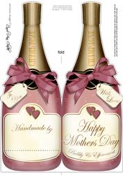 Large Dl Mothers Day Champagne Bottle Shaped Card