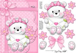 A5 Teddy Tess's Love Letter Quick Card N 3D Decoupage