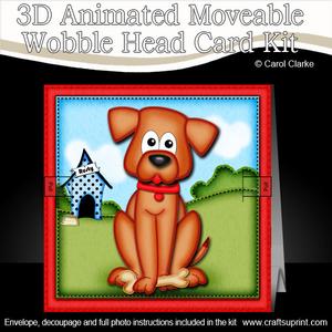 3D Rusty Dog Animated Moveable Wobble Head Card Kit