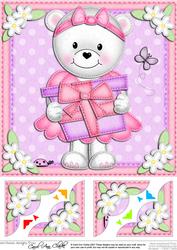 8 x 8 Teddy Tess's Present Scalloped Corner Topper