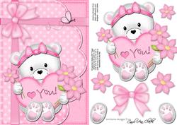 A5 Teddy Tess's Heart Quick Card N 3D Decoupage
