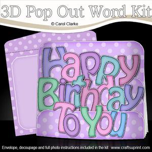 3D Birthday Pop Out Word Card Kit