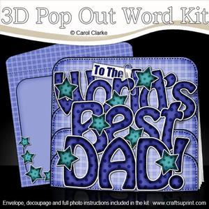3D World's Best Dad Stars Pop Out Word Card Kit