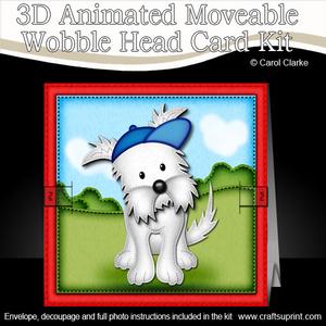 3D Jock Westie Dog Animated Moveable Wobble Head Card Kit
