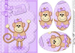 A5 Tu Tu Monkey Oval Pyramage Topper