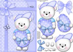 A5 Teddy Ed's Easter Egg Quick Card N 3D Decoupage