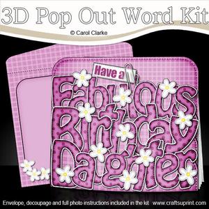 3D Birthday Daughter Pop Out Word Card Kit