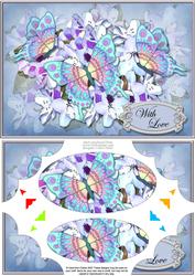 A5 With Love Flowers & Butterflies Scallop Corners and Pyramage