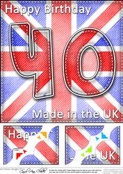 8 x 8 Flying the Flag Uk 40th Birthday Scalloped Topper