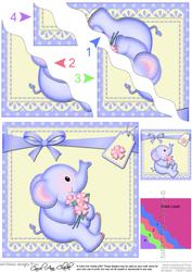Lil Elephant's Flowers Wavy Corner Side Stacker Topper