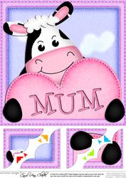 8 x 8 Milly Moo's Heart for Mum Scalloped Topper
