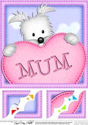 8 x 8 Westie Dog's Heart for Mum Scalloped Topper