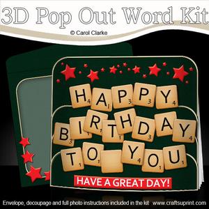 3D Pop Out Word Game Birthday Word Card Kit
