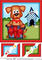 8 x 8 Rusty the Dog's Present Scalloped Corner Topper