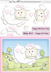 A5 Cute Lamb Quick Card N 3D Decoupage
