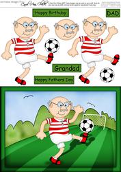 A5 Bert Plays Football Quick Card N 3D Decoupage
