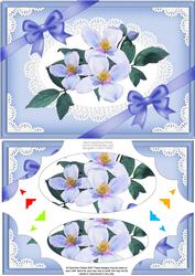 A5 Clematis Spray and Lace Scallop Corners and Pyramage