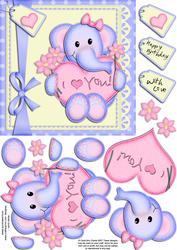 Lola Elephant's Heart Quick Card N 3D Decoupage